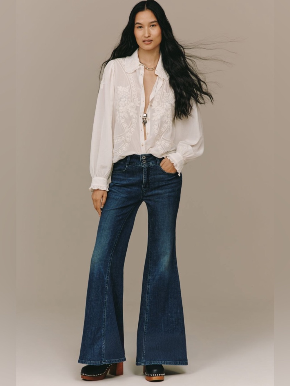 Pilcro Brigette High-Rise Bell-Bottom Jeans